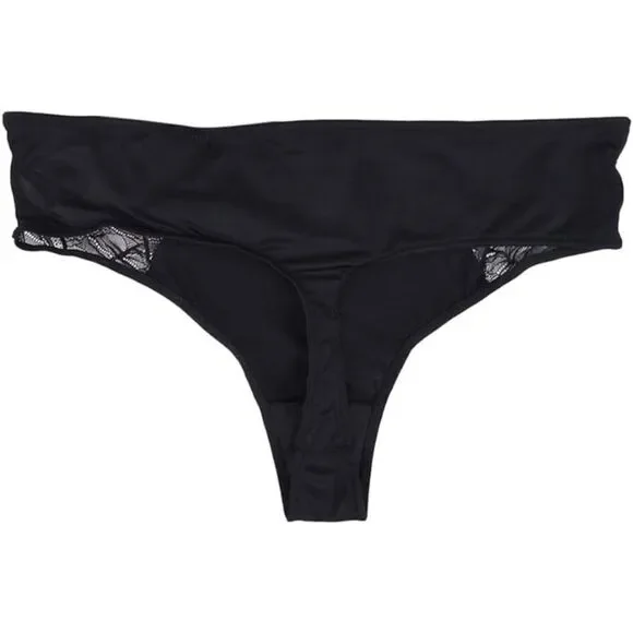 I.N.C. International Concepts Womens Lace-Trim Thong Underw Deep Black XXL - Picture 2 of 2